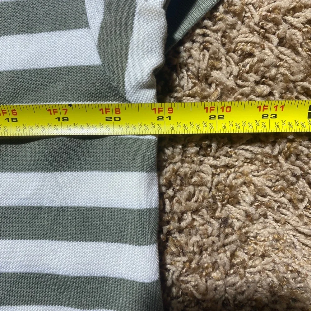Polo Ralph Lauren Mens Large Pima Cotton Striped Polo Shirt Green White Stripe
